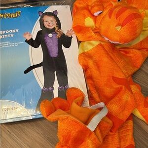 2 5T Dress Up Costumes! Dino suit and Spooky Kitty Toddler Costume